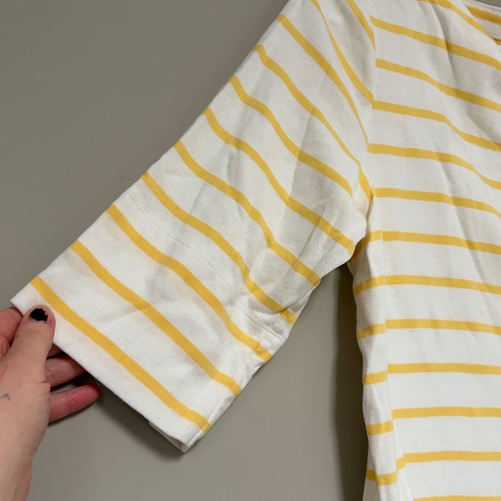 Christopher & Banks Yellow and White Striped Long Sleeve Top - Picture 2 of 3